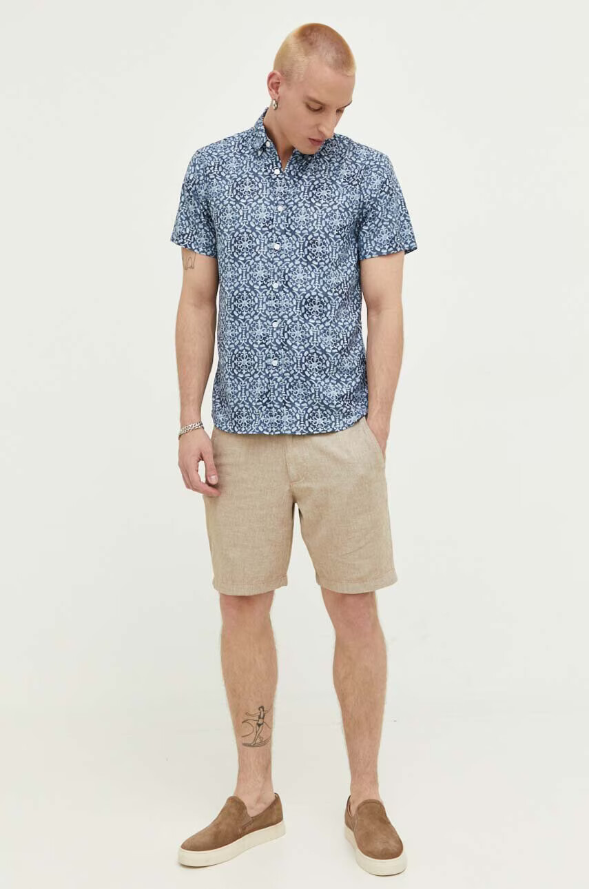 Hollister Co. Къс панталон с лен в зелено - Pepit.bg