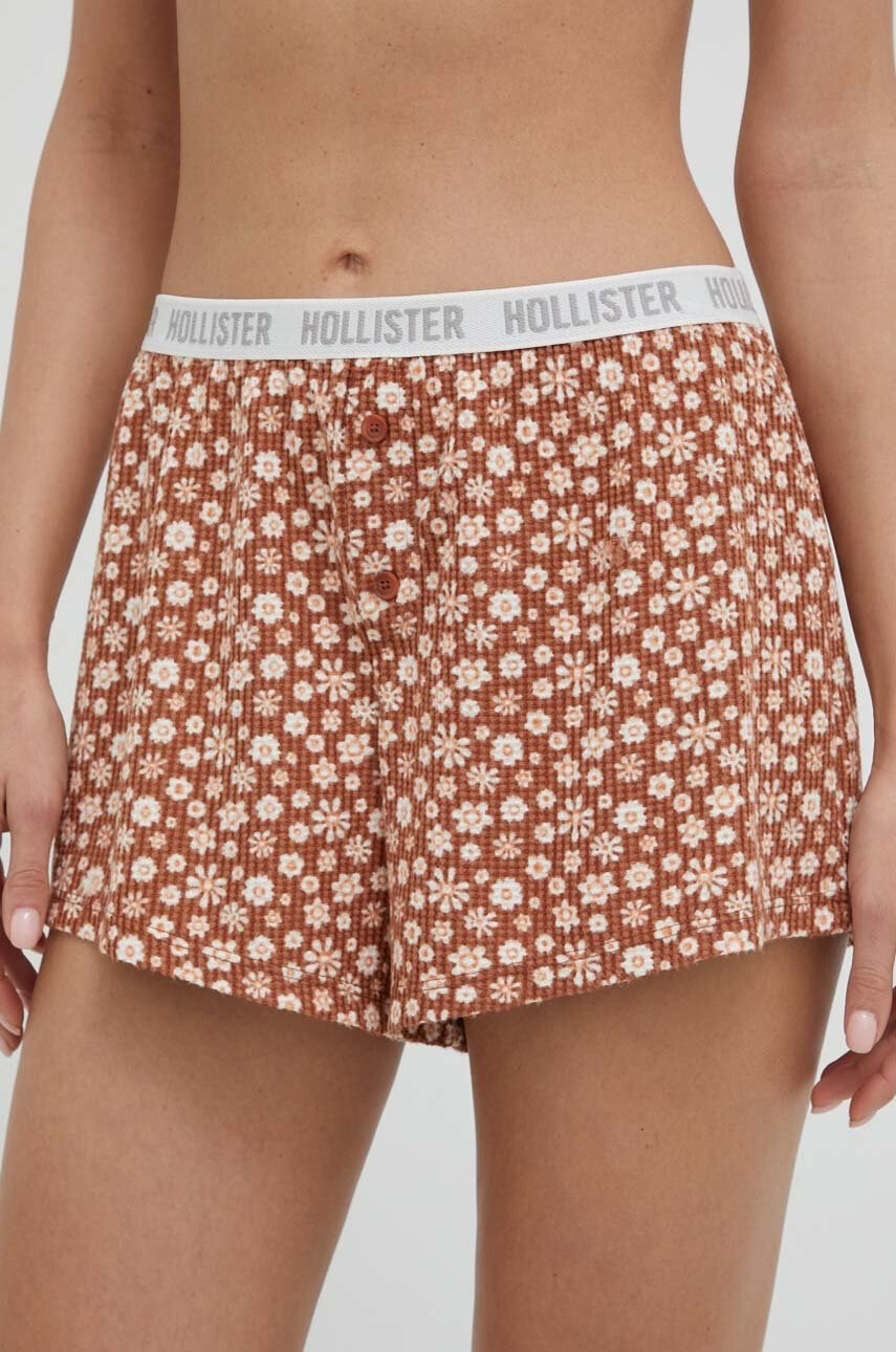Hollister Co. Късо долнище на пижама дамско в кафяво - Pepit.bg