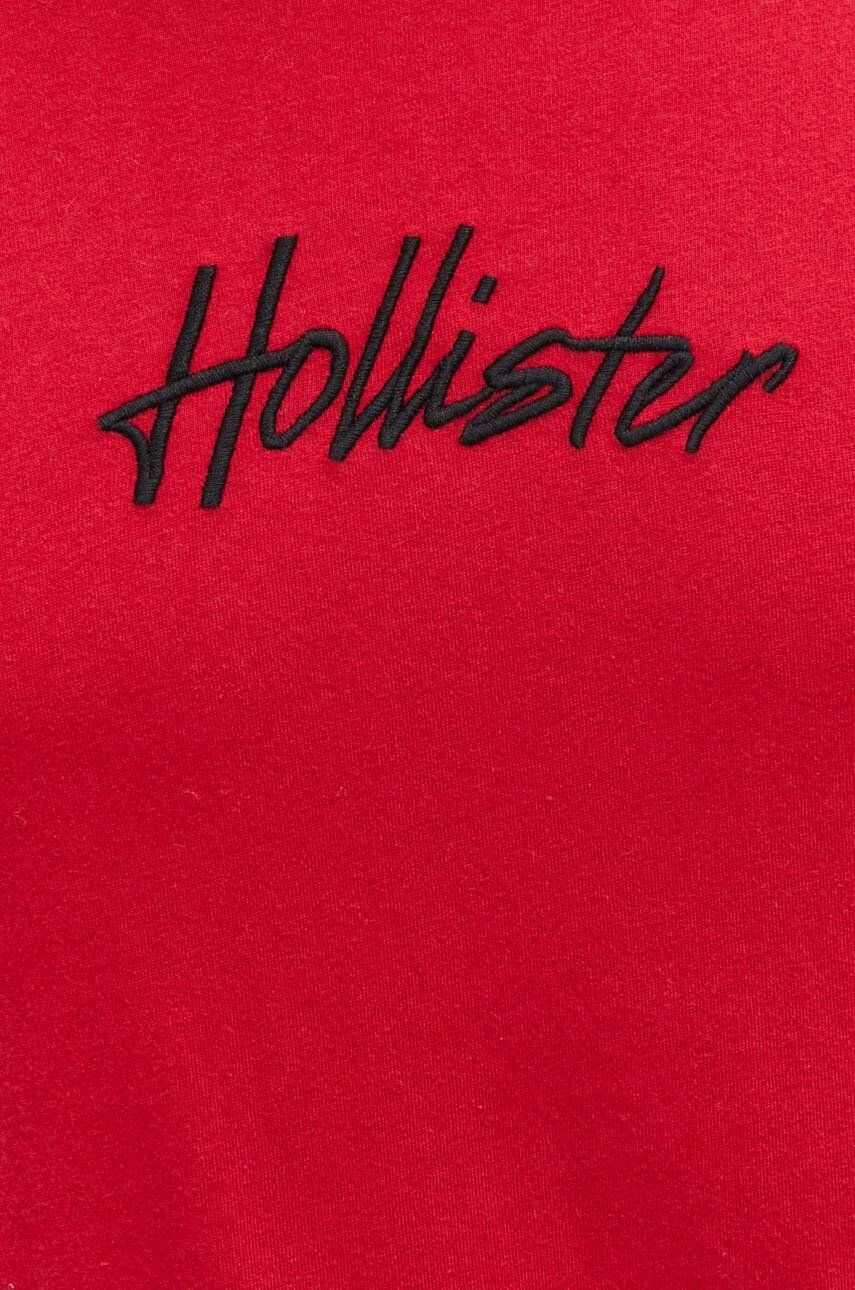 Hollister Co. Памучна блуза с дълги ръкави в червено с апликация - Pepit.bg