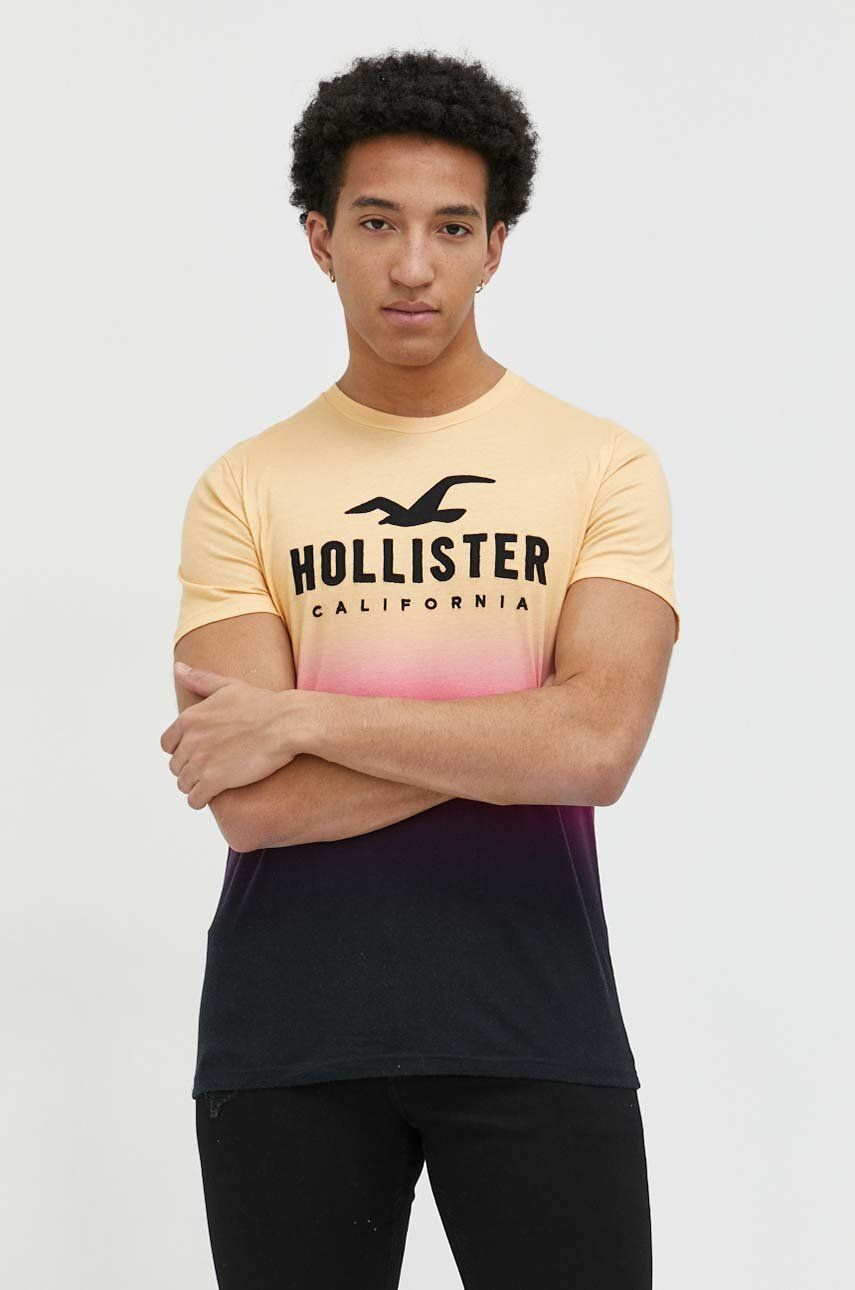 Hollister Co. Памучна тениска дамска в розово - Pepit.bg