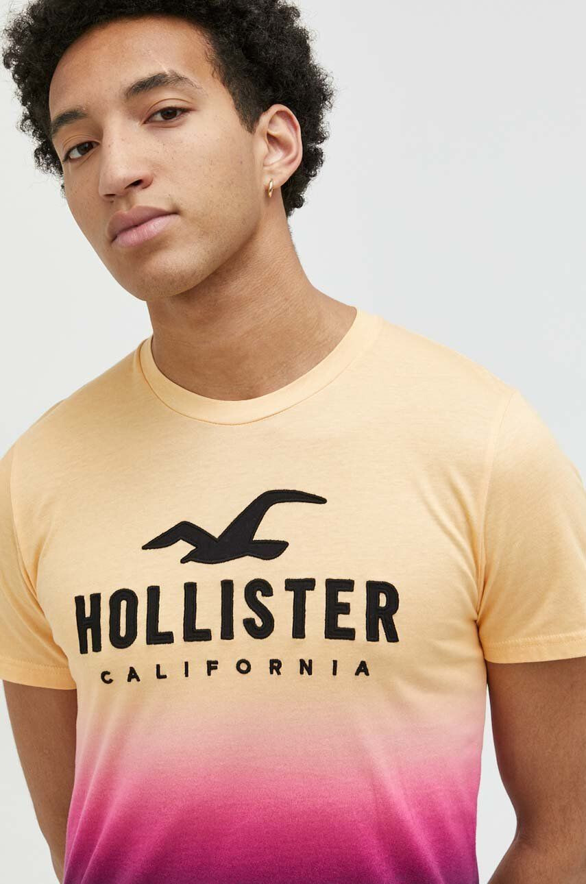 Hollister Co. Памучна тениска дамска в розово - Pepit.bg