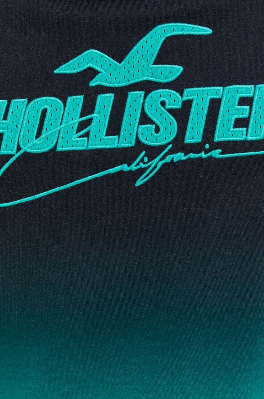 Hollister Co. Памучна тениска в черно с десен - Pepit.bg