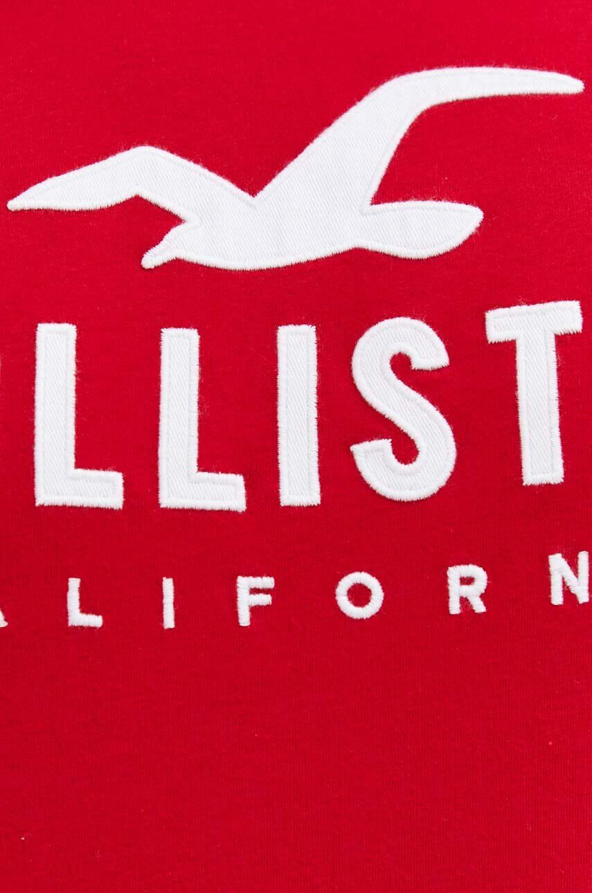 Hollister Co. Памучна тениска в червено с апликация - Pepit.bg