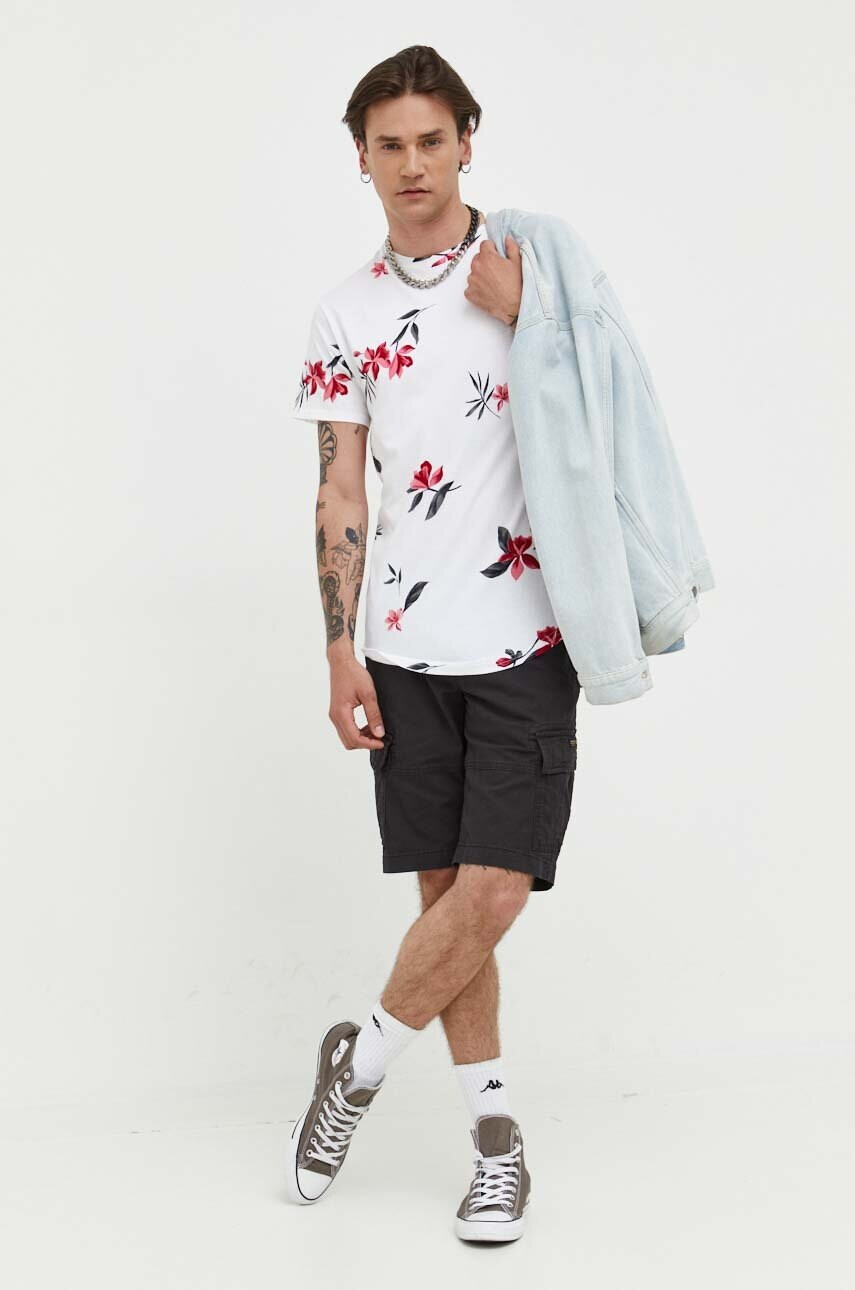 Hollister Co. Памучна тениска в бяло с принт - Pepit.bg