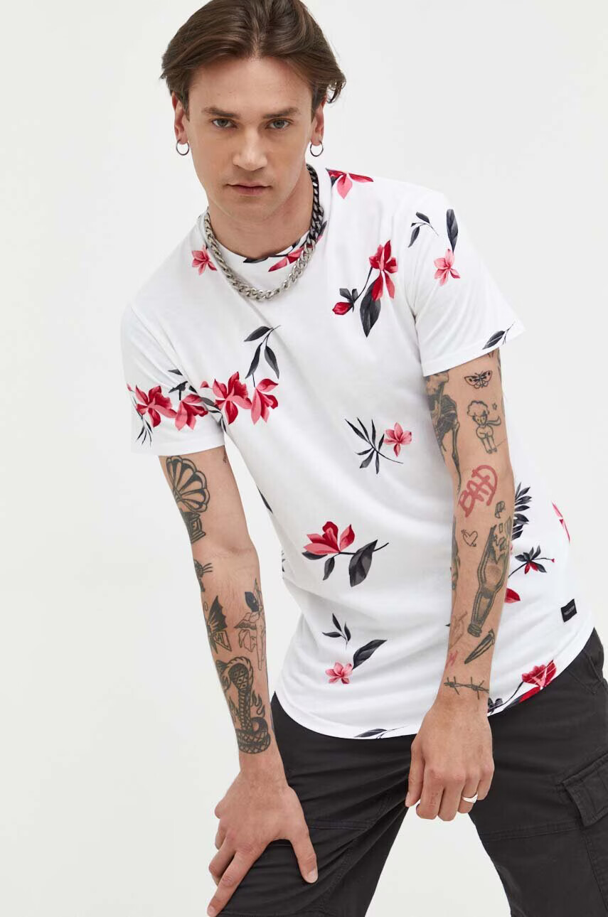 Hollister Co. Памучна тениска в бяло с принт - Pepit.bg