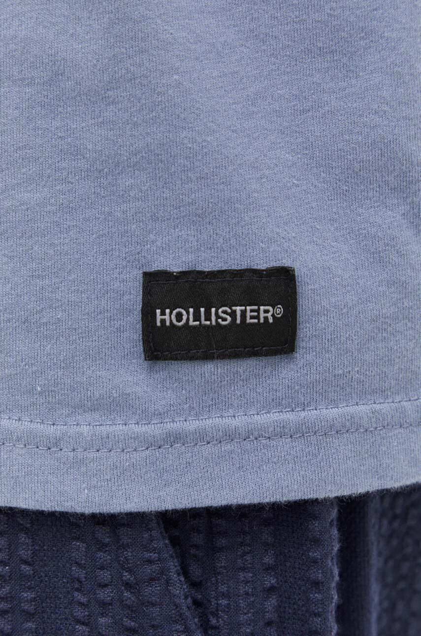 Hollister Co. Памучна тениска в синьо с изчистен дизайн - Pepit.bg