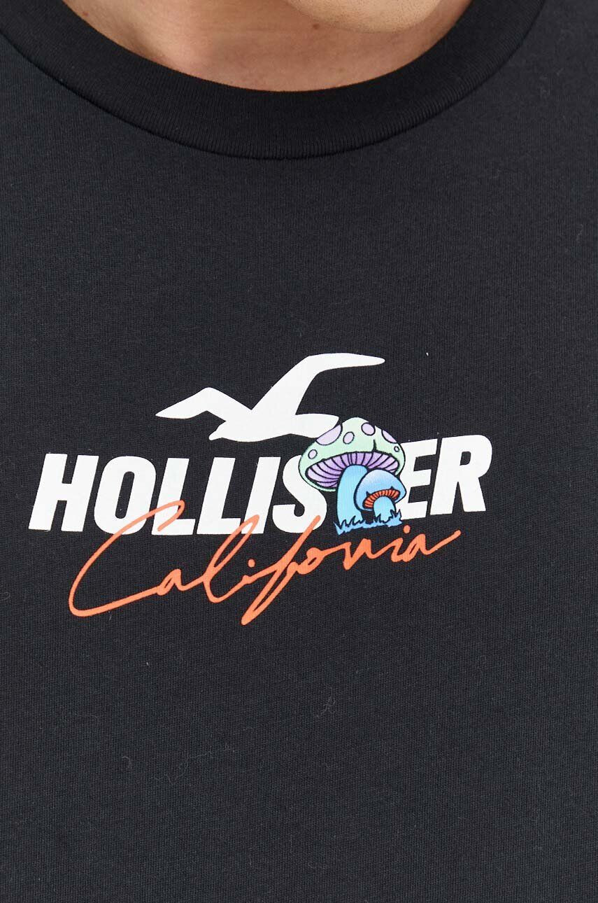 Hollister Co. Памучна тениска в черно с принт - Pepit.bg