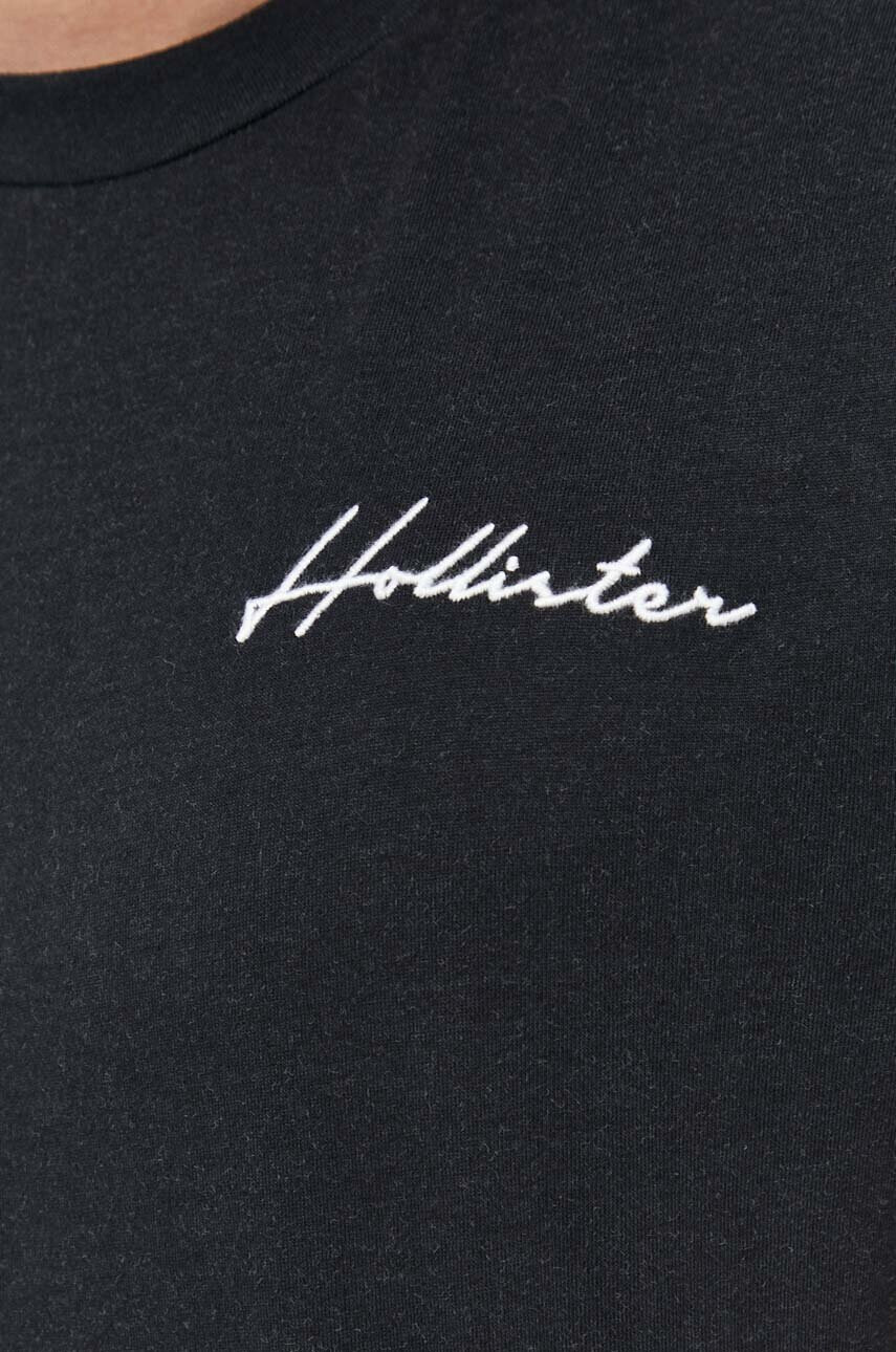 Hollister Co. Памучна тениска в черно с десен - Pepit.bg