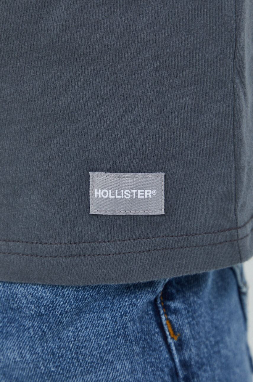 Hollister Co. Памучна тениска в сиво с изчистен дизайн - Pepit.bg