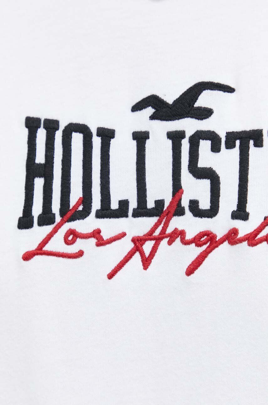 Hollister Co. Памучна тениска в бяло с апликация - Pepit.bg