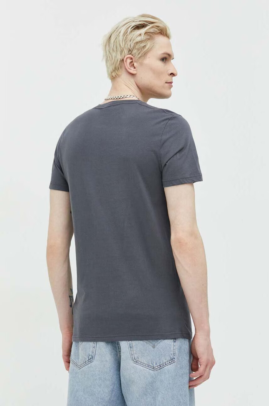 Hollister Co. Памучна тениска в сиво с принт - Pepit.bg