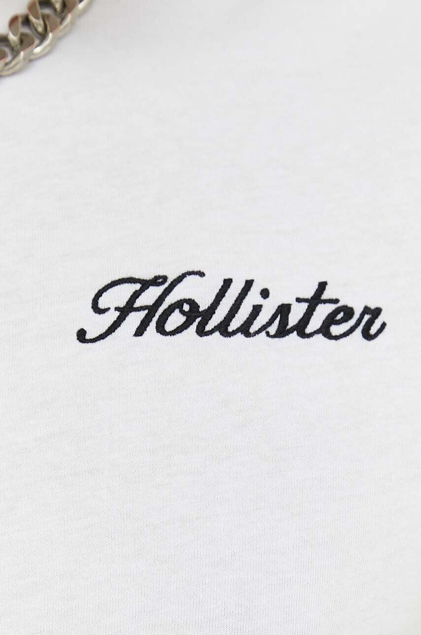 Hollister Co. Памучна тениска в бяло с апликация - Pepit.bg