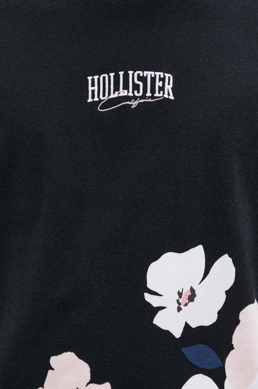 Hollister Co. Памучна тениска в черно с принт - Pepit.bg