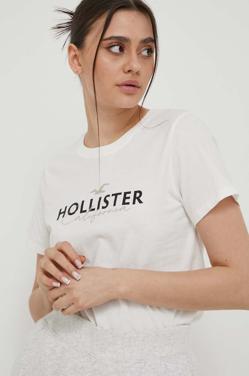 Hollister Co. Памучна тениска в бяло - Pepit.bg