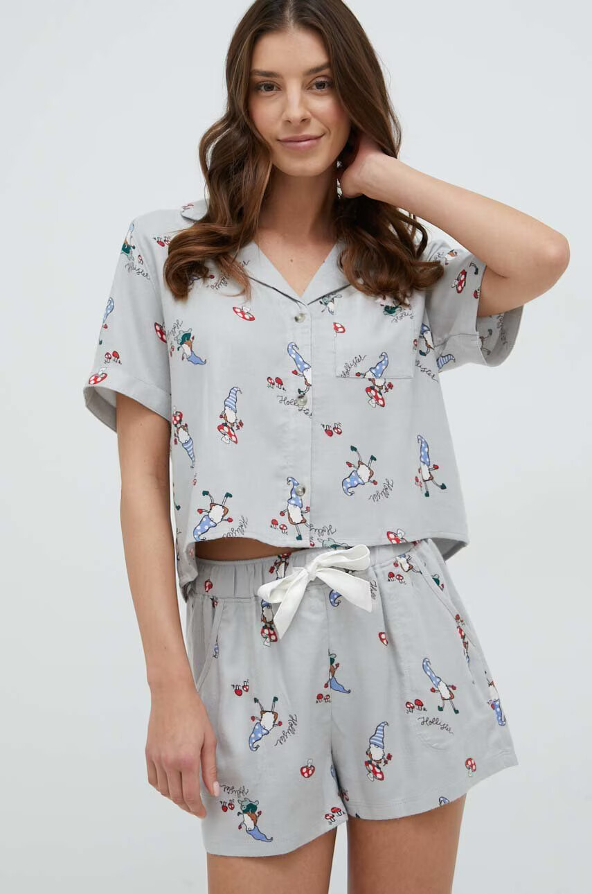 Hollister Co. Пижама дамска в сиво - Pepit.bg