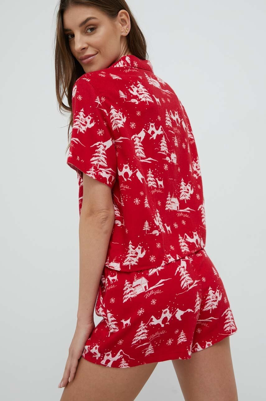 Hollister Co. Пижама дамска в червено - Pepit.bg