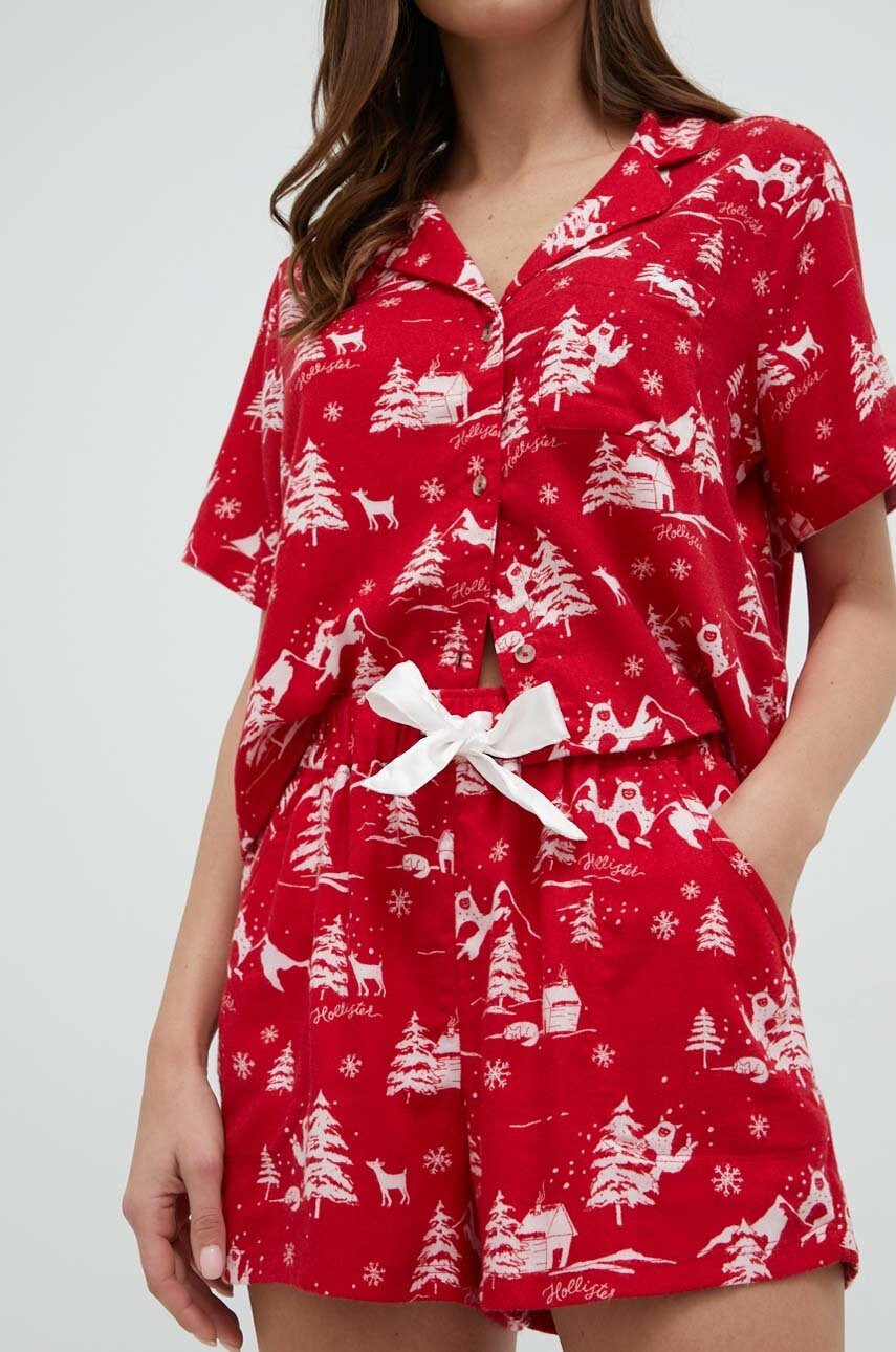 Hollister Co. Пижама дамска в червено - Pepit.bg
