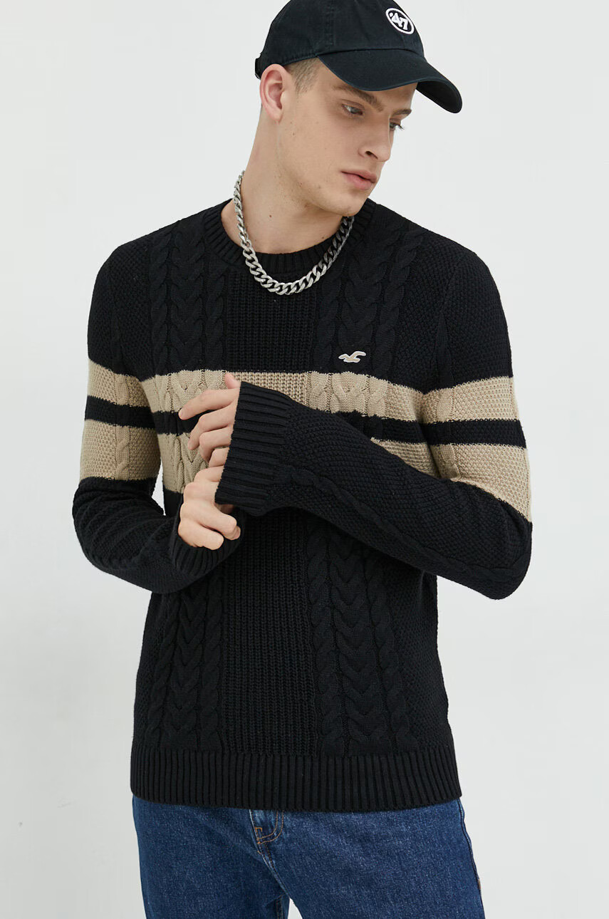 Hollister Co. Пуловер мъжки в черно - Pepit.bg