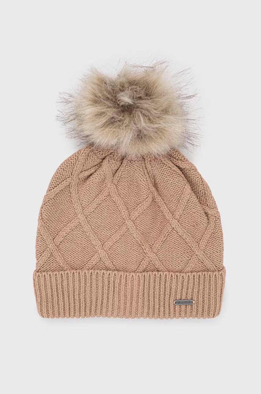 Hollister Co. Шапка в бежово с фина плетка - Pepit.bg