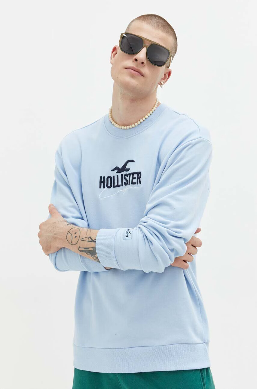 Hollister Co. Суичър в синьо с апликация - Pepit.bg