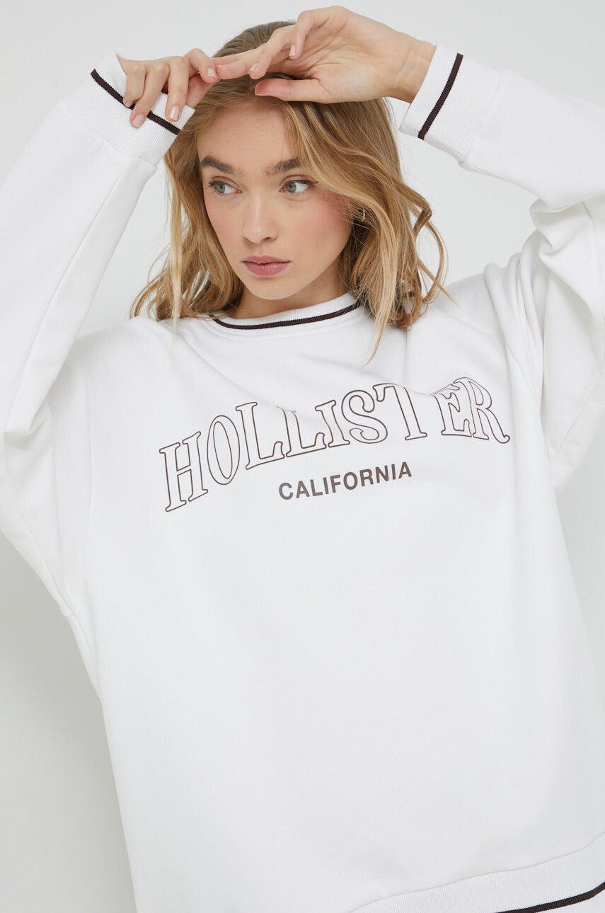 Hollister Co. Суичър в бяло с принт - Pepit.bg