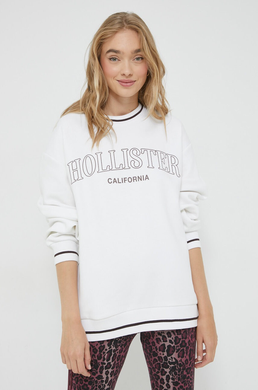 Hollister Co. Суичър в бяло с принт - Pepit.bg