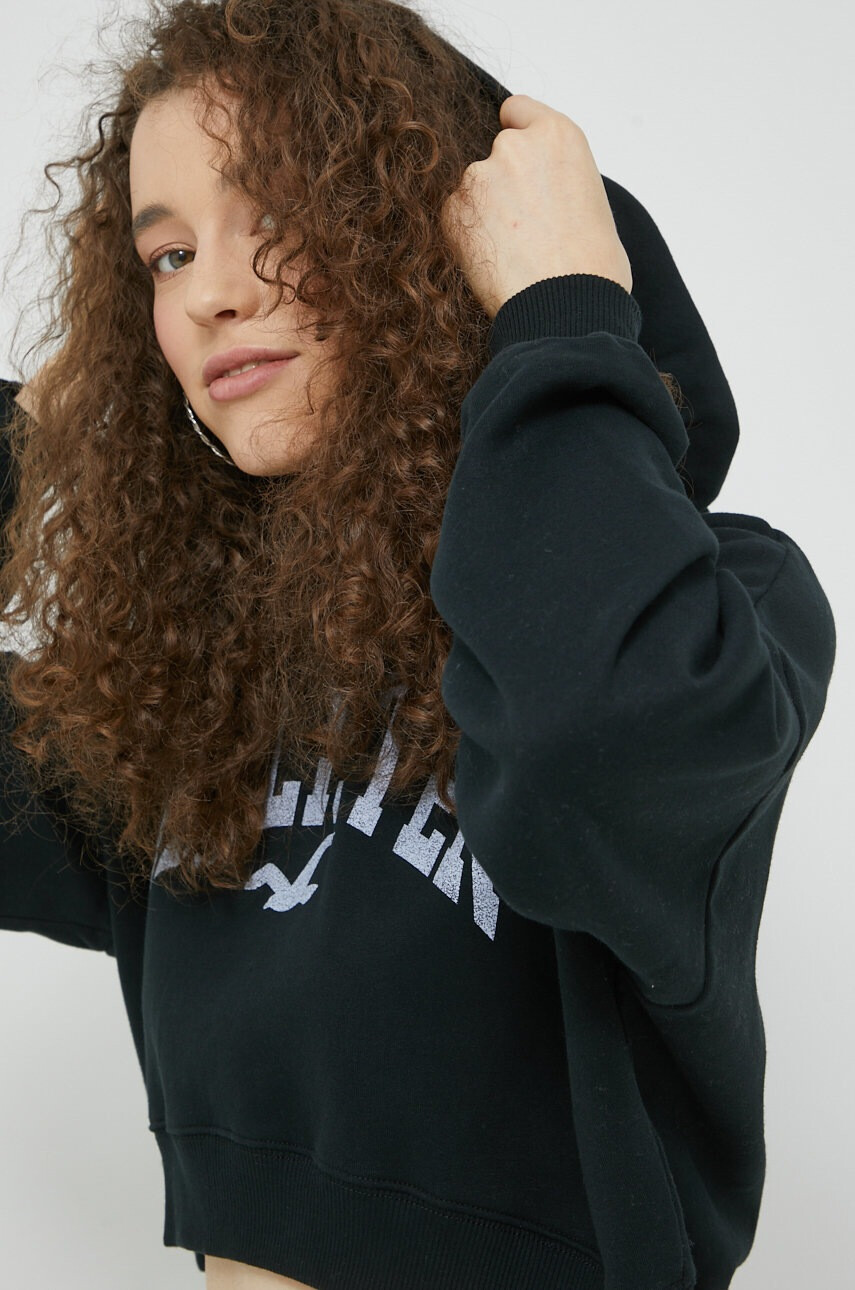Hollister Co. Суичър в черно с качулка с принт - Pepit.bg