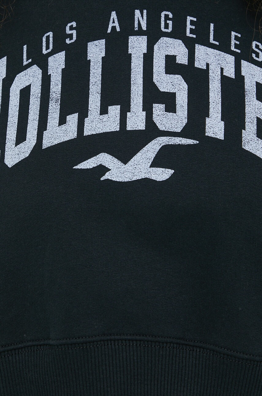 Hollister Co. Суичър в черно с качулка с принт - Pepit.bg