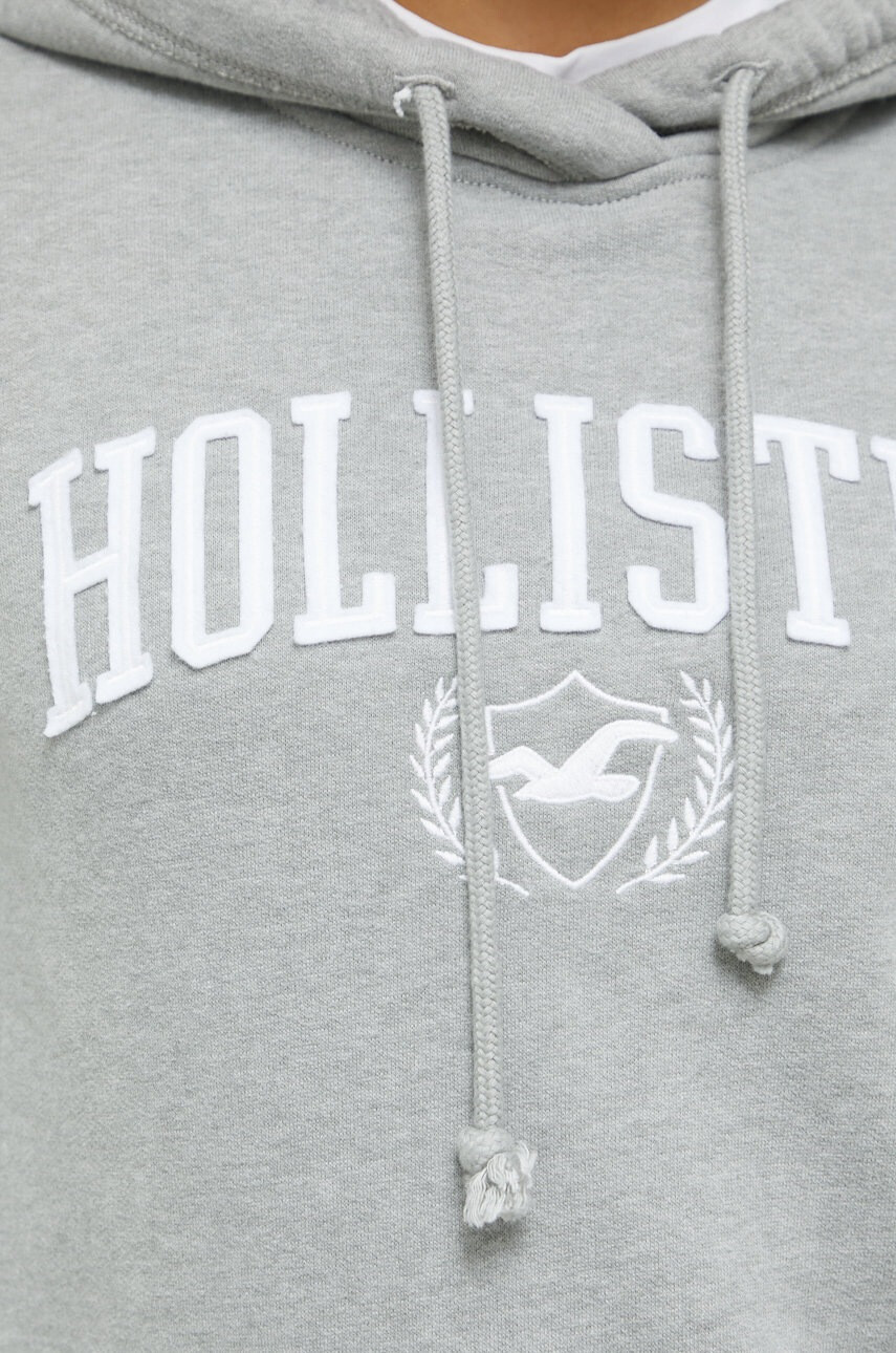 Hollister Co. Суичър в сиво с качулка с апликация - Pepit.bg