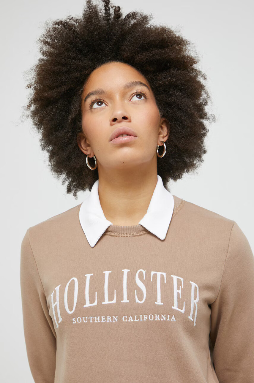 Hollister Co. Суичър в бежово с апликация - Pepit.bg