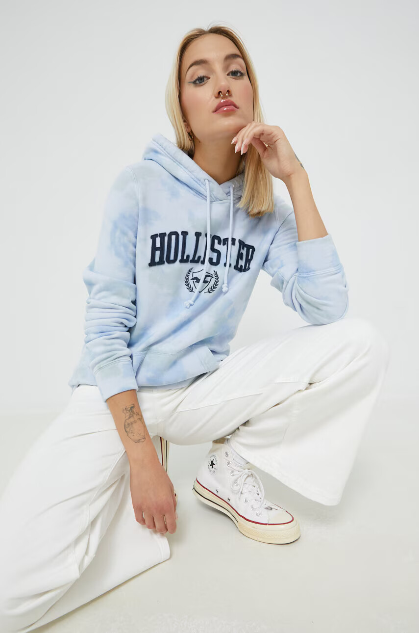 Hollister Co. Суичър в лилаво с качулка с апликация - Pepit.bg