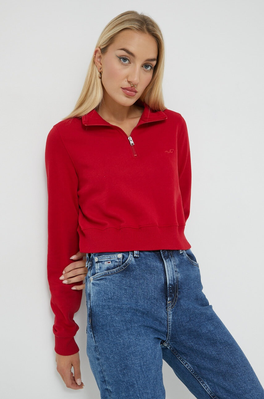 Hollister Co. Суичър в червено с изчистен дизайн - Pepit.bg