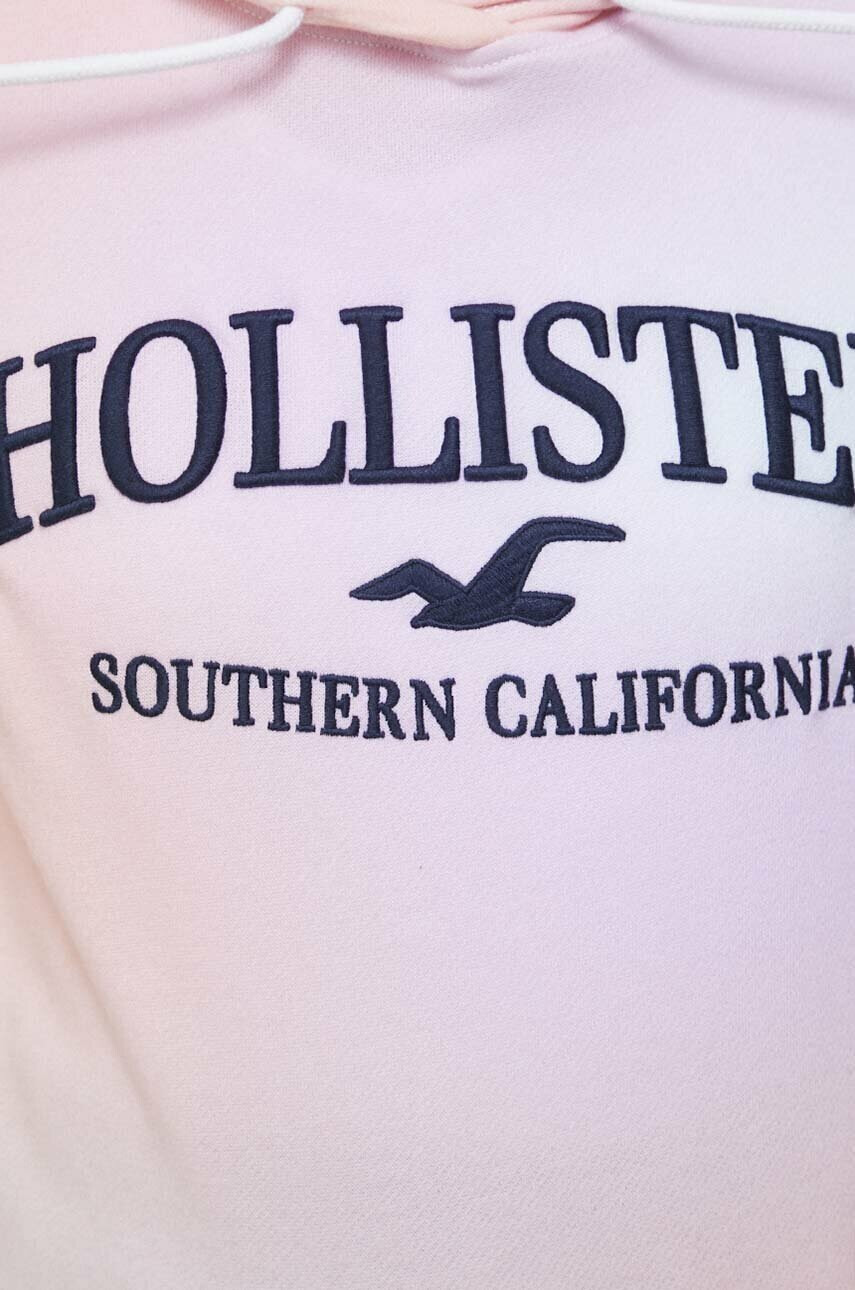 Hollister Co. Суичър в розово с качулка с десен - Pepit.bg