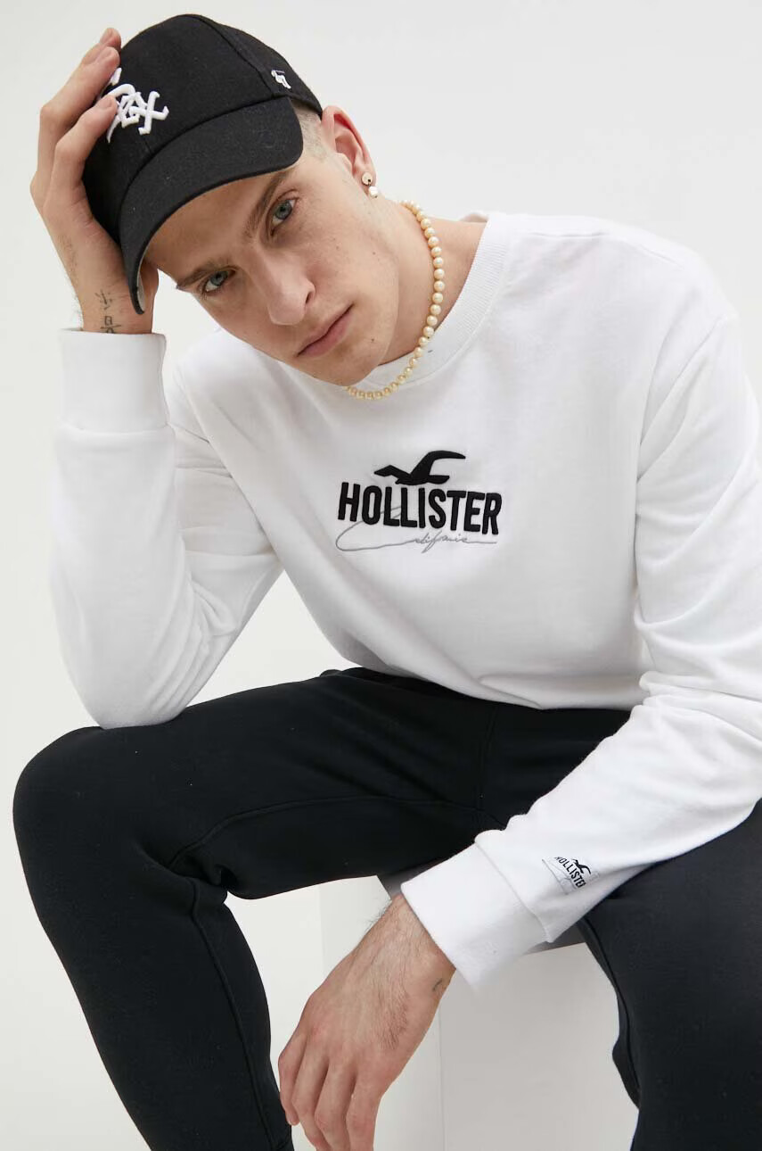 Hollister Co. Суичър в бяло с десен - Pepit.bg