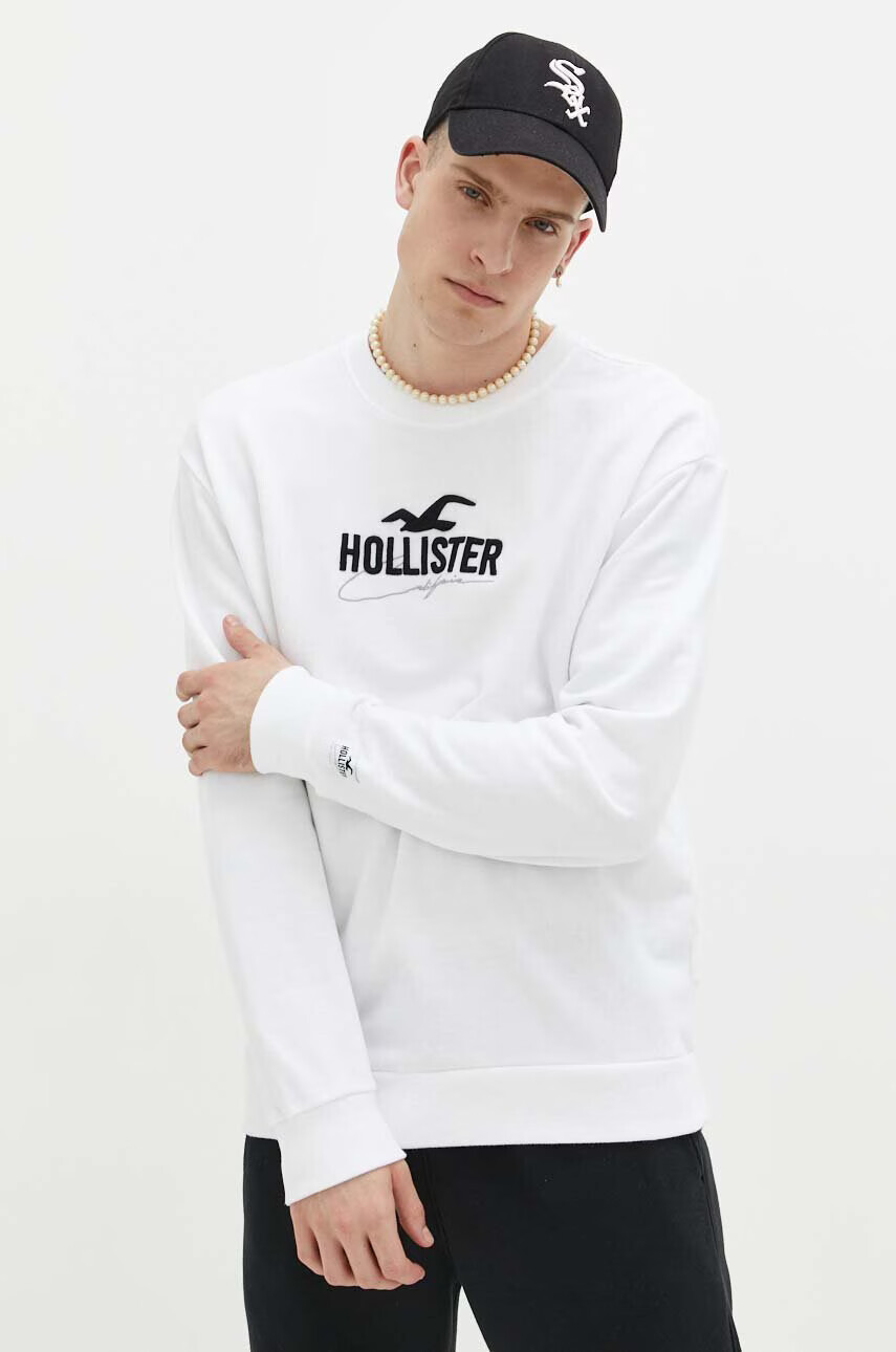 Hollister Co. Суичър в бяло с десен - Pepit.bg