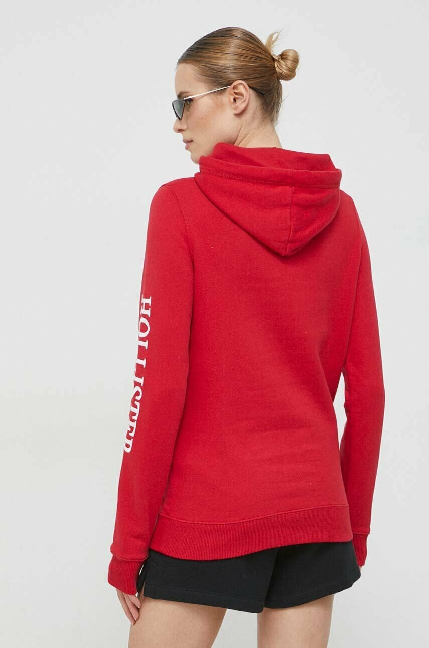 Hollister Co. Суичър в червено с качулка с апликация - Pepit.bg