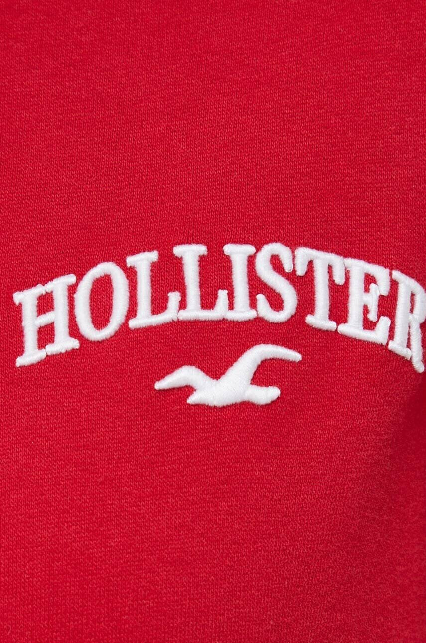 Hollister Co. Суичър в червено с качулка с апликация - Pepit.bg