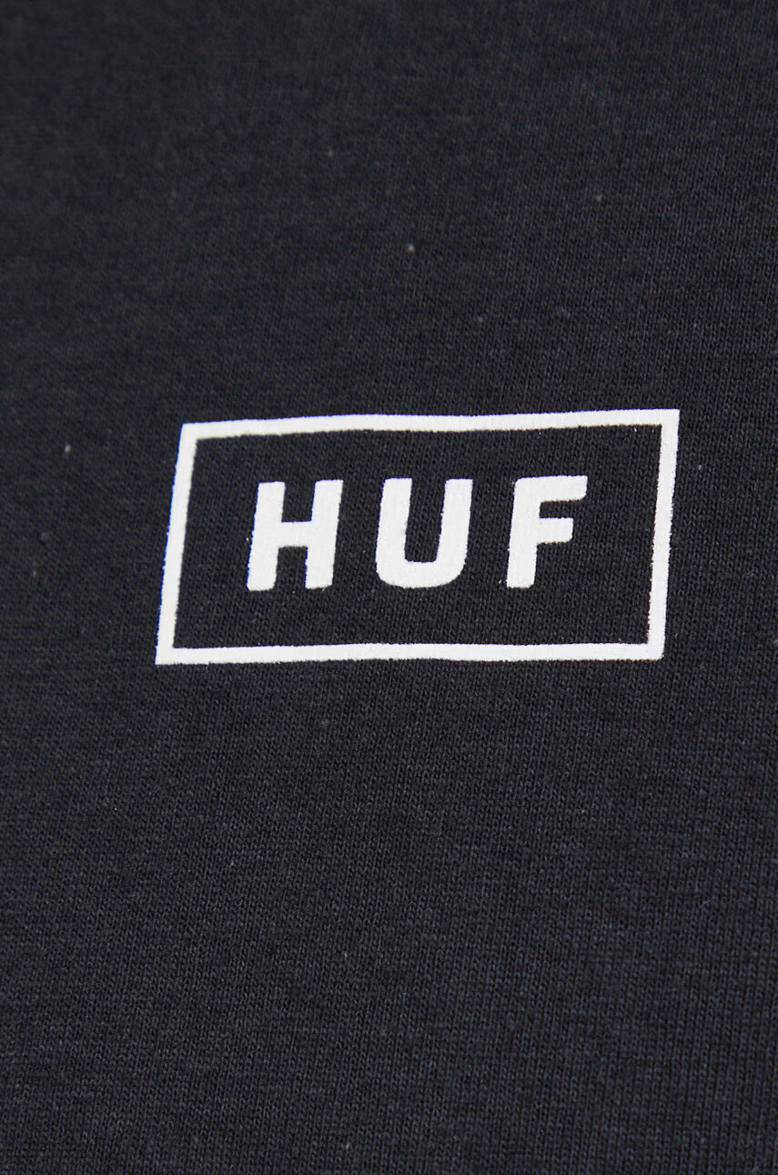 Huf Памучна блуза с дълги ръкави в черно с принт - Pepit.bg