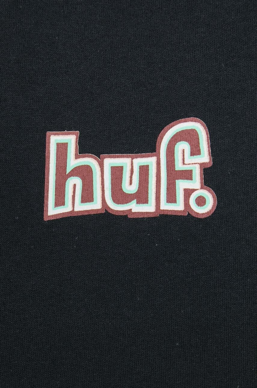Huf Памучна тениска в черно - Pepit.bg