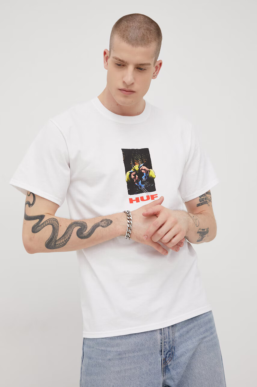 Huf Памучна тениска X Marvel в бяло с принт - Pepit.bg