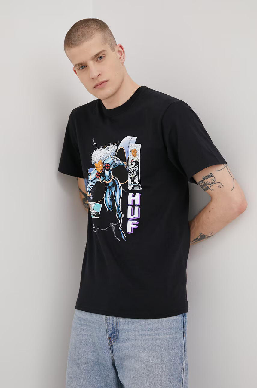 Huf Памучна тениска X Marvel в черно с принт - Pepit.bg