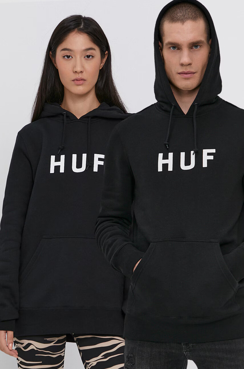Huf Суичър в черно с принт - Pepit.bg