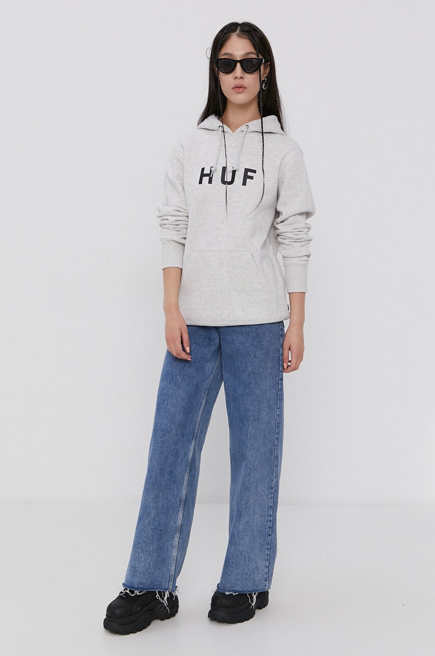 Huf Суичър в сиво с принт - Pepit.bg