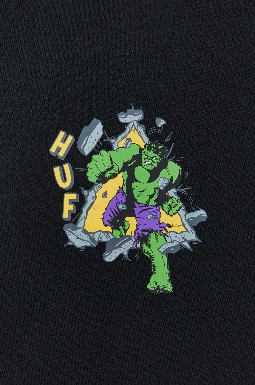 Huf Суичър X Marvel Hulk в черно с изчистен дизайн - Pepit.bg