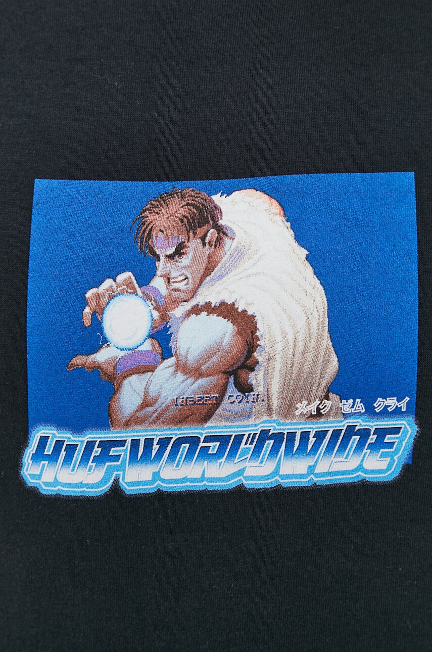 Huf Тениска X Street Fighter II мъжка в черно с принт - Pepit.bg