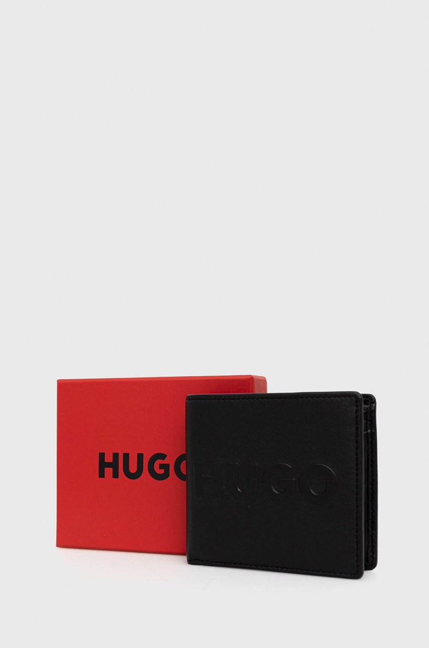 Hugo Кожен портфейл мъжки в черно - Pepit.bg