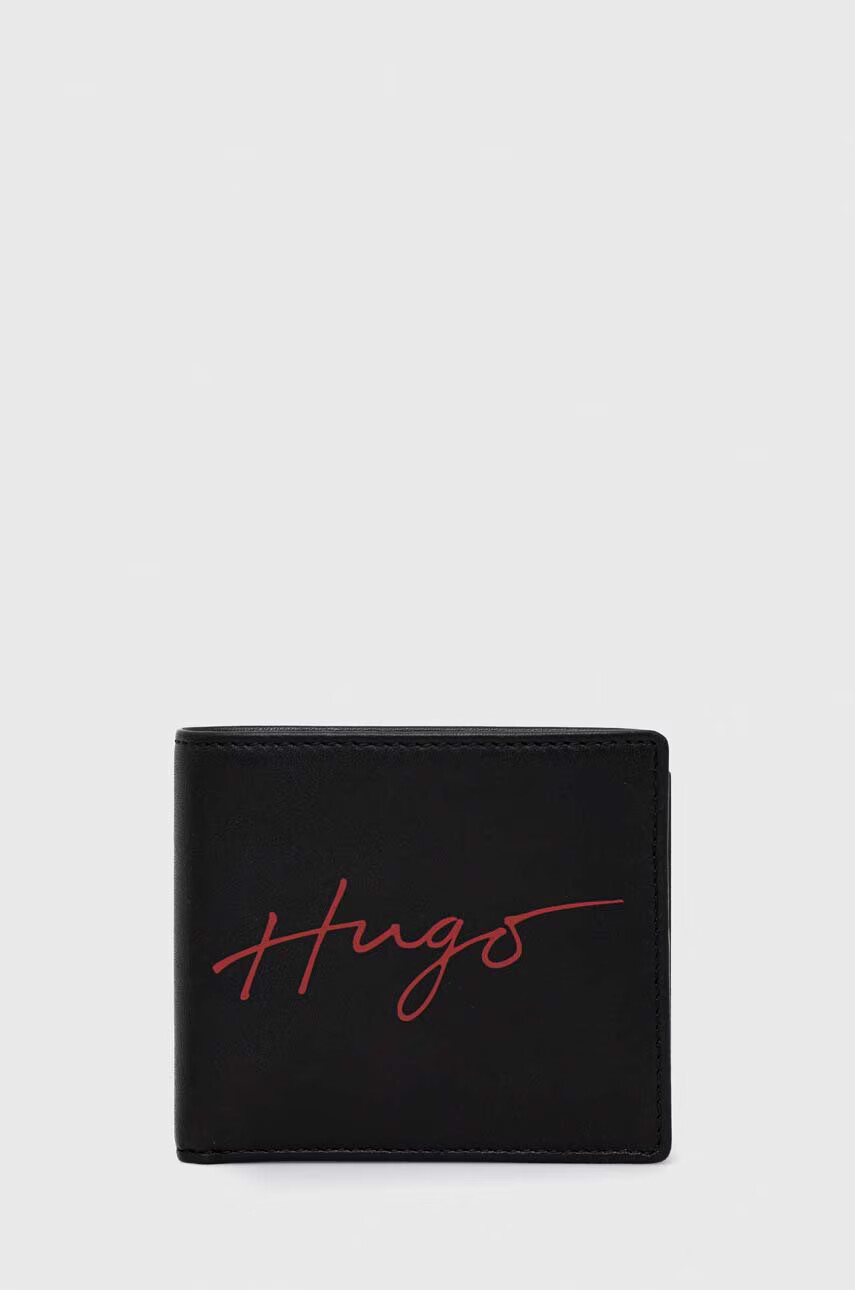 Hugo Кожен портфейл мъжки в черно - Pepit.bg