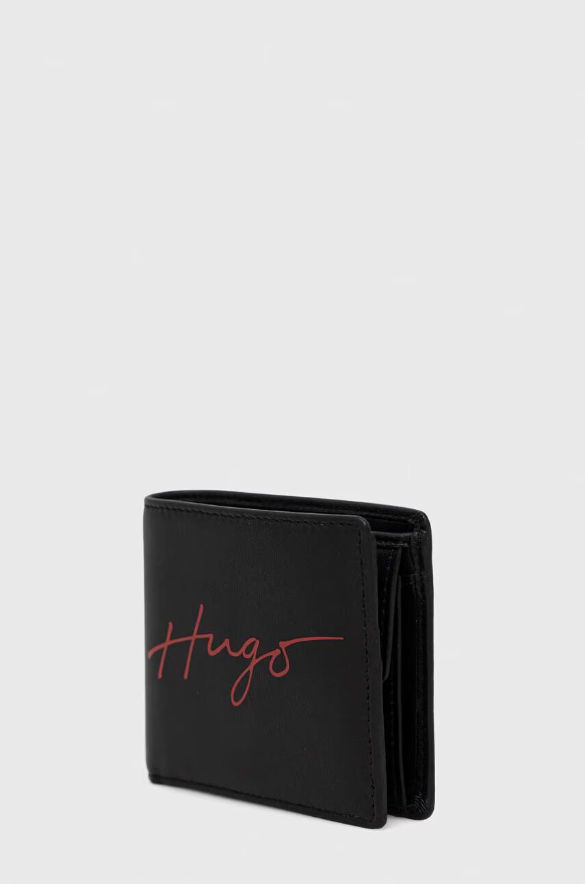 Hugo Кожен портфейл мъжки в черно - Pepit.bg