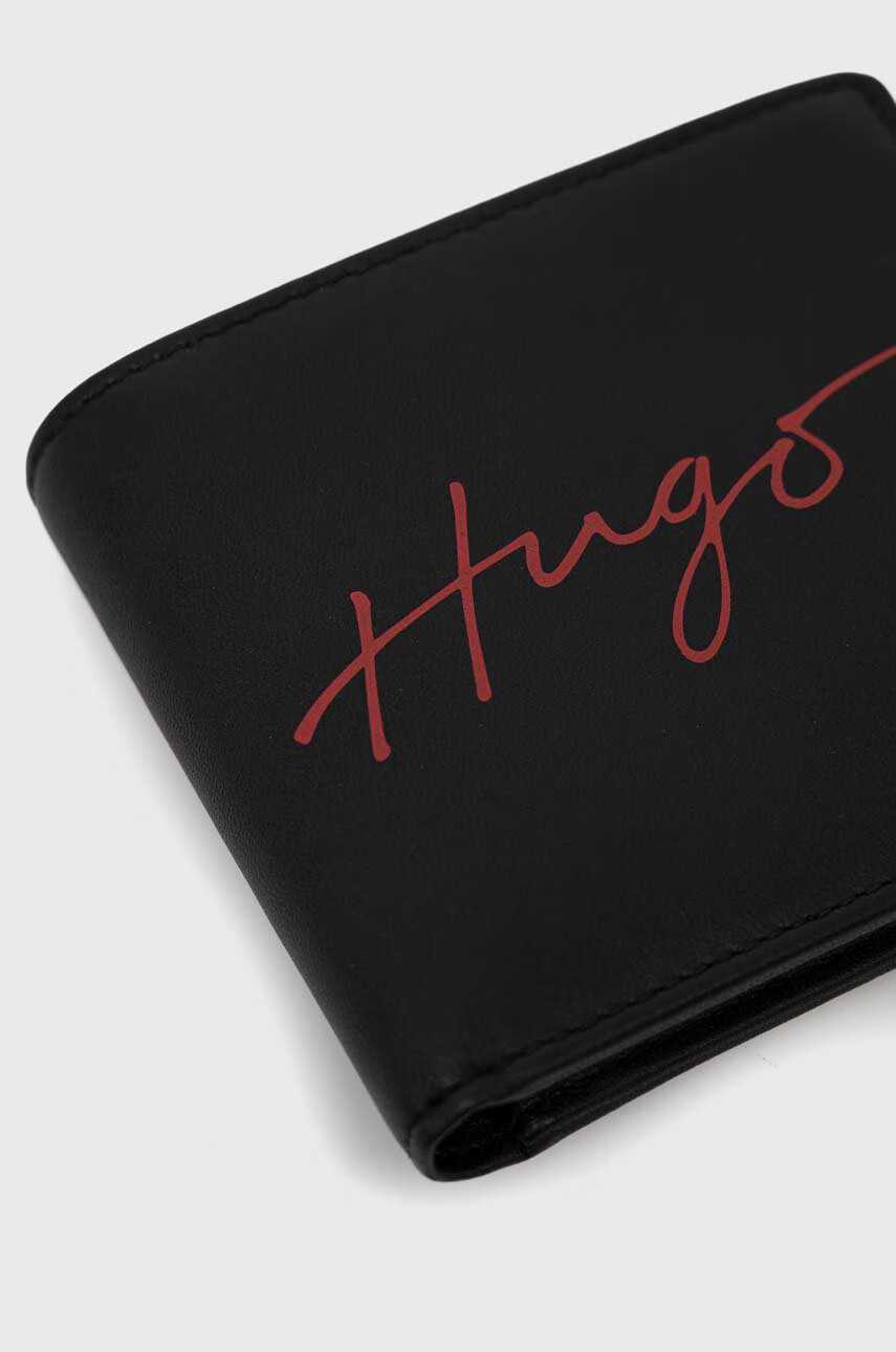 Hugo Кожен портфейл мъжки в черно - Pepit.bg