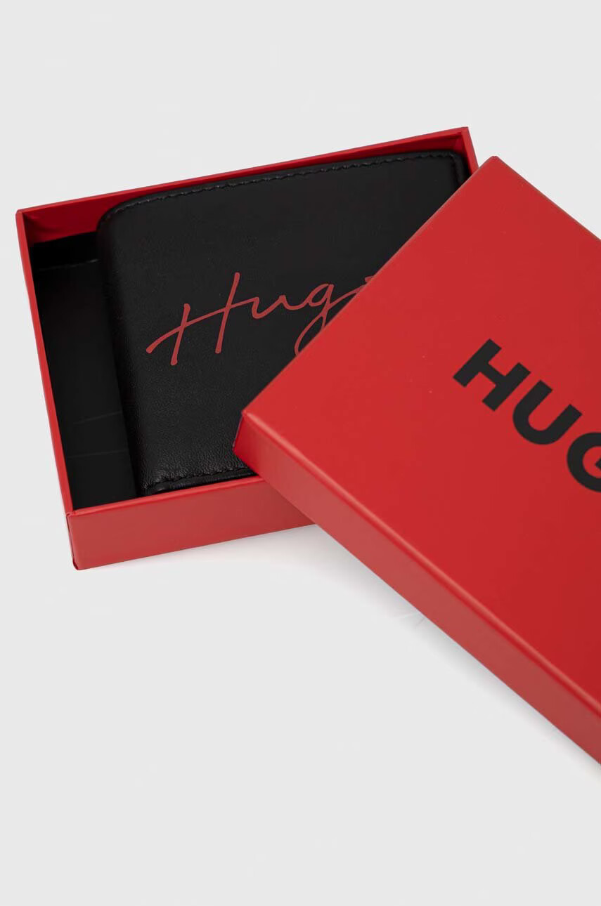 Hugo Кожен портфейл мъжки в черно - Pepit.bg